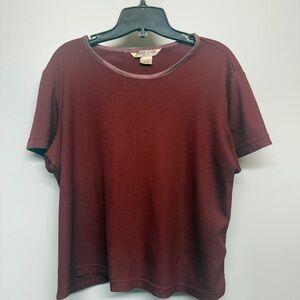 Allison Daley Rich Burgundy Short Sleeve Top